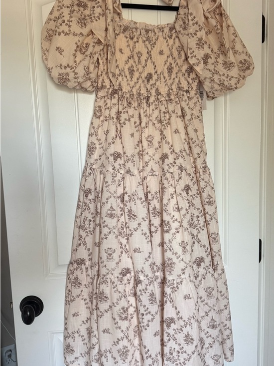 Worth Collective Dresses & Skirts - Shop WORTH COLLECTIVE Elena Smocked Toile Print Midi Dress - Taupe, Medium